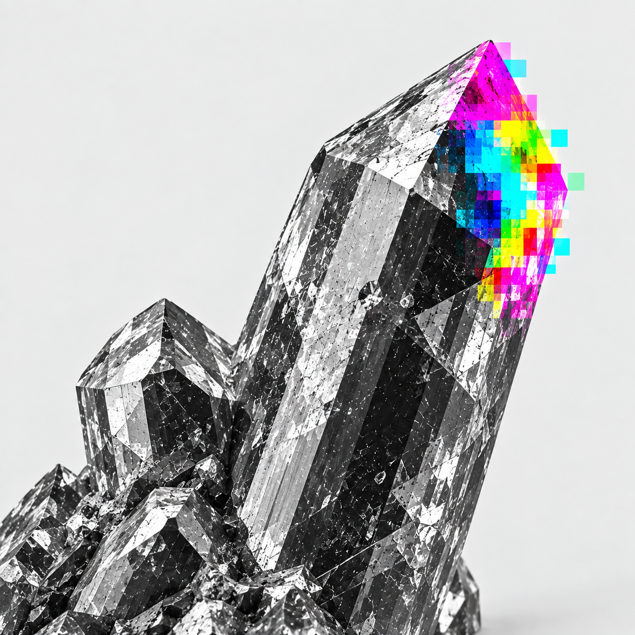 Graphite crystal facets with a bright pixel edge